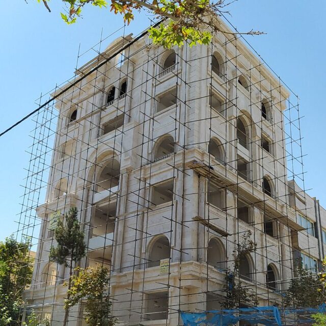 اجرای نمای پروژه | سنگ‌کاری تقانی